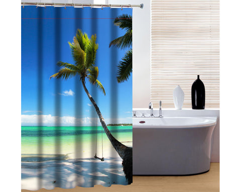 180 x 180 cm Waterproof Fabric Shower Curtain with 12 Rings Hooks