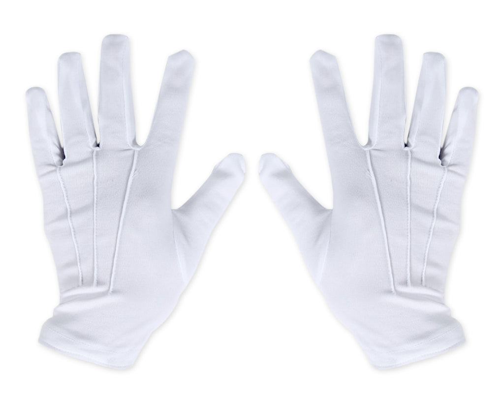White Cotton Gloves with Snap Closure 1 Pairs Parade Gloves for Polices