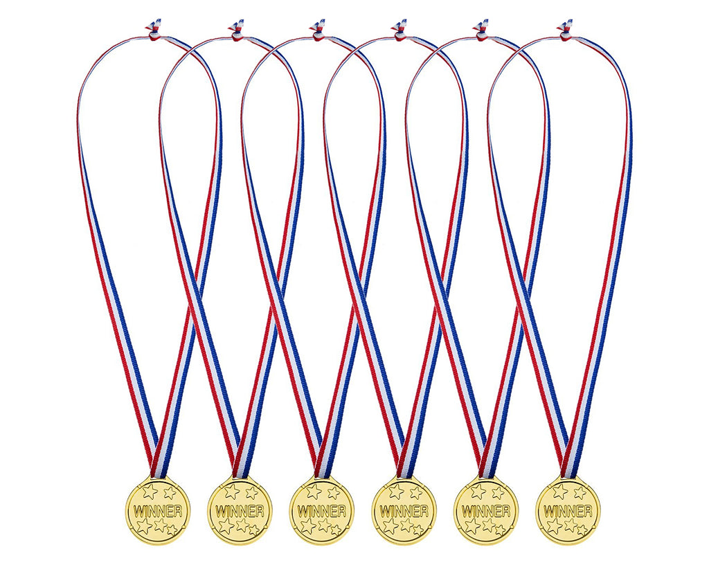 24 Pieces Plastic Winner Medals Kids Gold Medals for Party