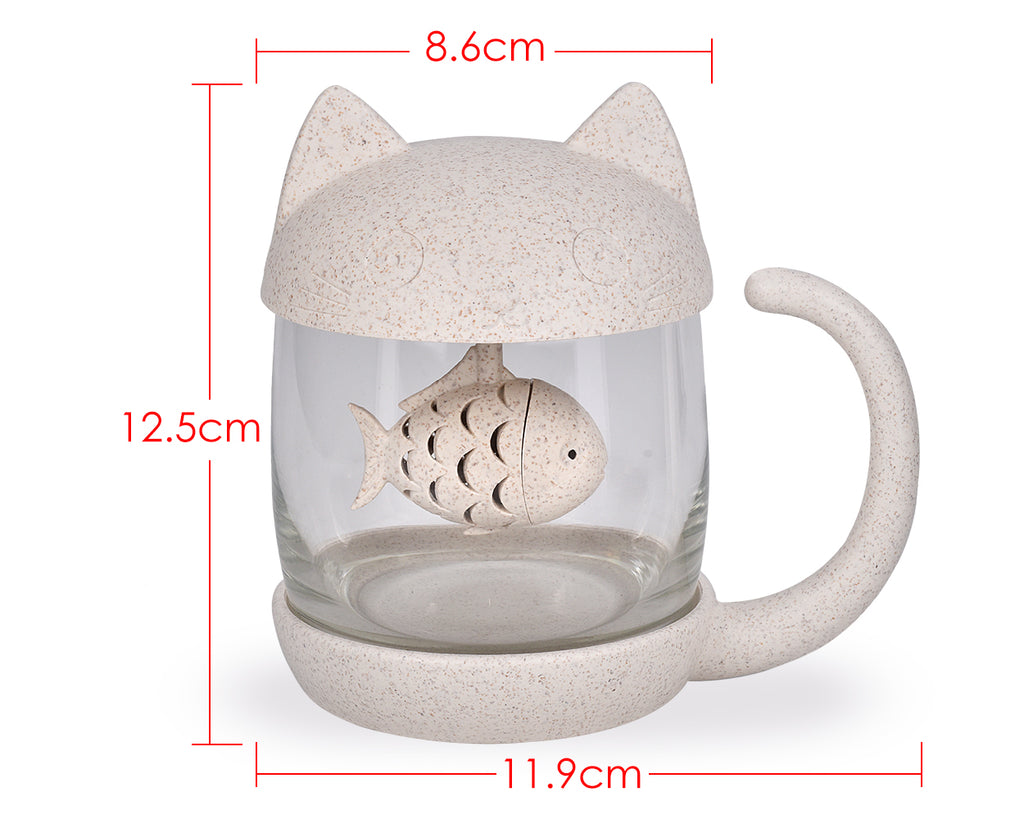 Cute Cat Tea Glass with Detachable Tea Infuser