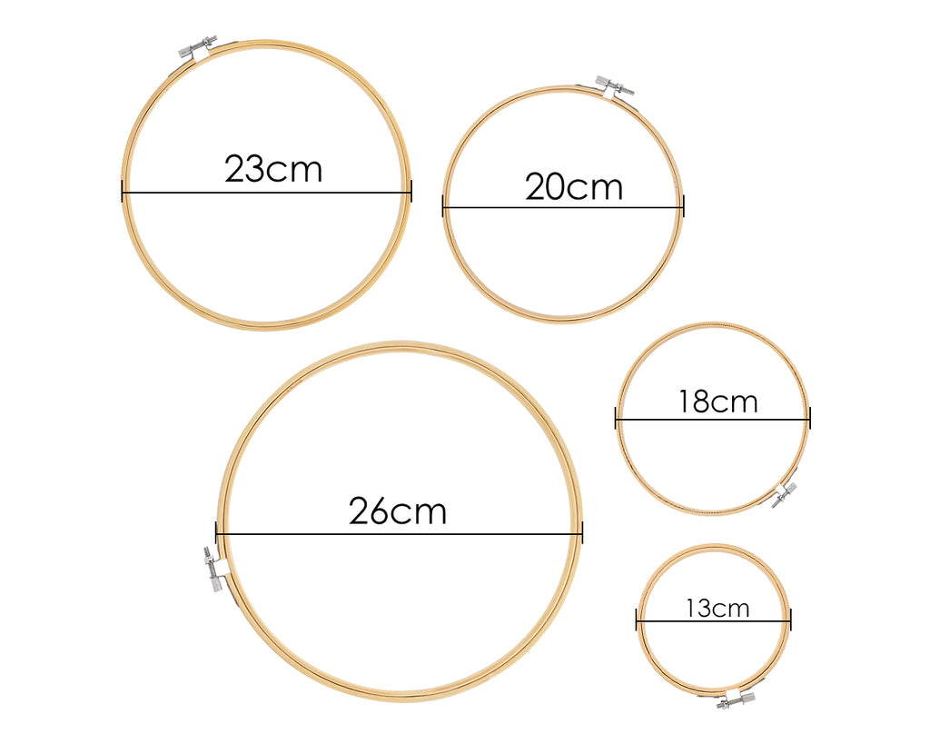 Bamboo Embroidery Hoop 5 Pieces Assorted Sizes Cross Stitch Hoop