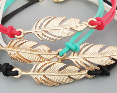 Lucky Feather Braided Bracelet - White