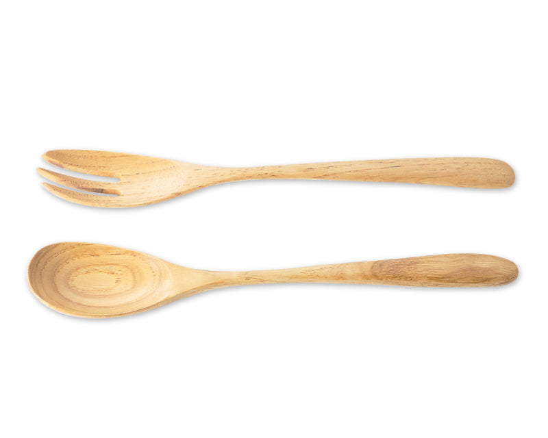8" Wooden Spoon and Fork Serving Set