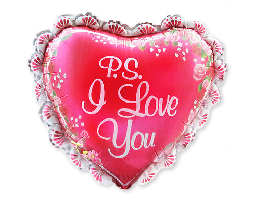 5 Pcs 26'' Laced Heart Shaped Foil Mylar Balloon - Red