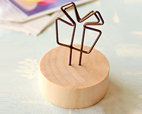 2" Paper Photo Clip Memo Card Wood Base Holder Table Decor - Gift