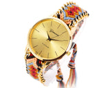 Women Ethnic Knitted Weaved Band Bracelet Quartz Dial Wrist Watch