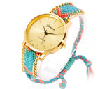 Women Ethnic Knitted Weaved Band Bracelet Quartz Dial Wrist Watch