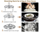 Egg Steamer Rack 304 Stainless Steel Foldable Steamer Trays with Removable Handle for Pressure Cooker, Boiling Pot, Wok