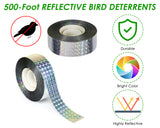 500-Foot Bird Scare Tape 2 Pieces Reflective Bird Deterrents