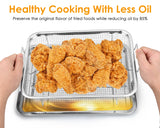 Air Fryer Basket and Tray Set of 2 Pieces 13 x 10 Inches Stainless Steel Filter Basket for Oil Filtering, Cooling Drain, Baking and Crispy Foods