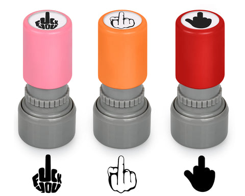 Funny Stamps Set of 3 Styles Self-inking Stamps Middle Finger Prank Gifts for Men/Women