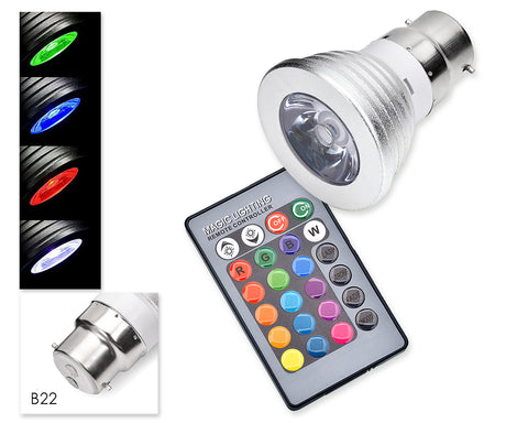5W B22 Multiple Color LED Light Bulb with Wireless Remote Control