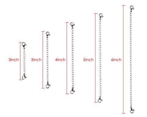 Stainless Steel Necklace Extenders Set of 5