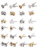 24 Pairs Crystal Pearl Studs Earrings