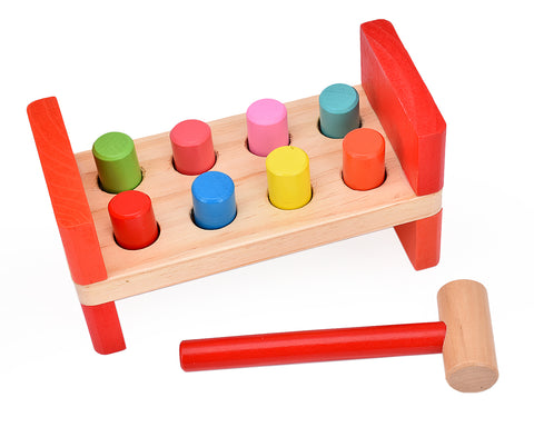 Wooden Pounding Bench Toy with Hammer for Kids Toddlers