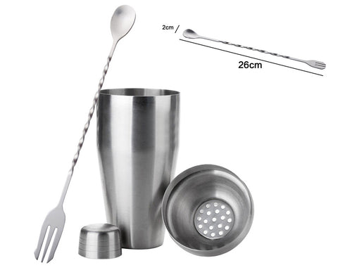 Stainless Steel Cocktail Muddler and Mixing Spoon Set - Silver