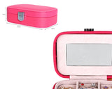 Fashion Jewelry Box Organizer with Mirror - Hot Pink