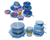 6 Pieces Various Sizes Silicone Stretch Lids - Blue