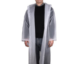 Waterproof Long Raincoat with Cap and Sleeves - White