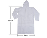 Waterproof Long Raincoat with Cap and Sleeves - White