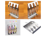 3 Holes Stainless Steel Toothbrush Holder with 4 Pieces Hooks