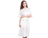 Long Style Satin Bath Robe for Women - White