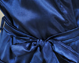 Long Style Satin Bath Robe for Women - Blue