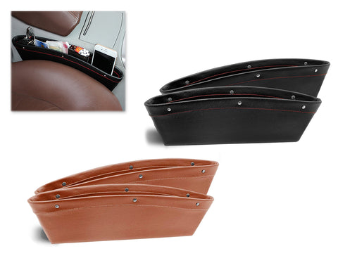 2 Pieces Leather Car Seat Side Pockets