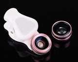 3 in 1 Clip on Phone Camera Lens with Fisheye Lens - Rose Gold
