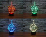 Multi Colors Middle Finger LED 3D Optical Illusion Lamp