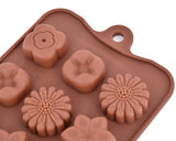 Silicone Flower Shape Chocolate Mold Tray Set of 2 - Brown
