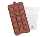 Silicone Flower Shape Chocolate Mold Tray Set of 2 - Brown