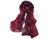Fashion Summer Silk Scarf Gradient Shawl Wrap for Women Ladies - Red