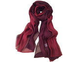 Fashion Summer Silk Scarf Gradient Shawl Wrap for Women Ladies - Red