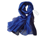 Fashion Summer Silk Scarf Gradient Shawl Wrap for Women Ladies - Blue