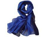 Fashion Summer Silk Scarf Gradient Shawl Wrap for Women Ladies - Blue