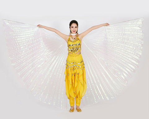 Belly Dance Wings 360 Degree White Isis Wings with Telescopic Rods