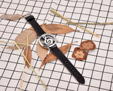 Musical Note Leather Band Quartz Women's Wrist Watch - Black