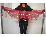 Belly Dance Skirt 10 Pieces Hip Scarves with Dangling Silver Coins