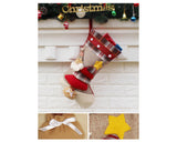 3 Pieces Grid Pattern Christmas Stockings - Red
