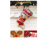 3 Pieces Grid Pattern Christmas Stockings - Red