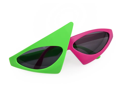 80s Glasses Pink and Green Party Sunglasses