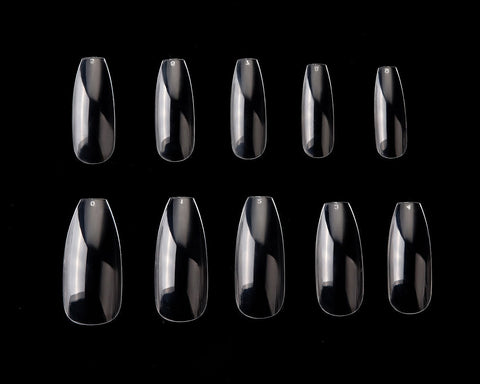 Ballerina Nail Tips 500 Pieces 10 Sizes Coffin Nails for DIY Nail Art