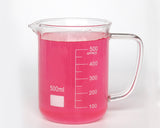 Glass Beaker with Handle 500 ml Chemistry Beaker for Laboratory