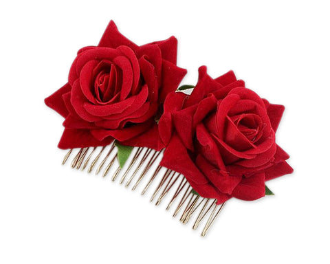 Rose Flower Hair Comb 2 Pieces Bridal Headpiece for Wedding