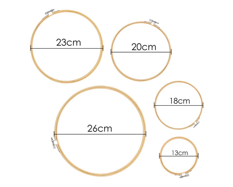 Bamboo Embroidery Hoop 5 Pieces Assorted Sizes Cross Stitch Hoop