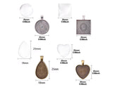 4 Styles Pendant Trays Set of 24 Jewelry Blanks with Cabochons