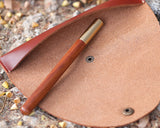 Leather Pen Pouch Retro Single Pen Case with Button