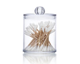 Plastic Cotton Swab Holder with Lid 2 Pieces Bathroom Apothecary Jars