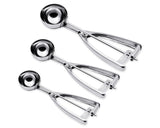 Cookie Scoop Set of 3 Stainless Steel Ice Cream Scoop with Trigger